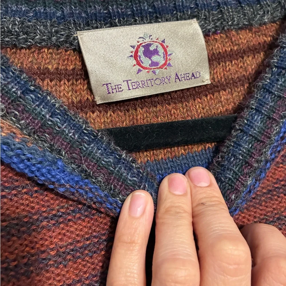 The Territory Ahead 100% Alpaca Sweater Multicolor Striped Knit Peru Size L-READ - Picture 3 of 10